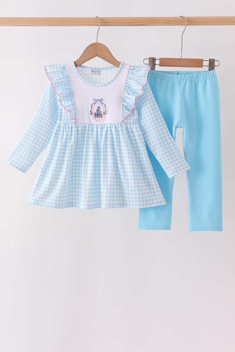 Castle Embroidery Ruffle Pants Set