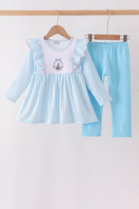 Castle Embroidery Ruffle Pants Set