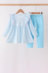 Castle Embroidery Ruffle Pants Set