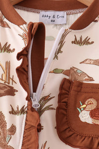 Duck Embroidery Ruffle Romper