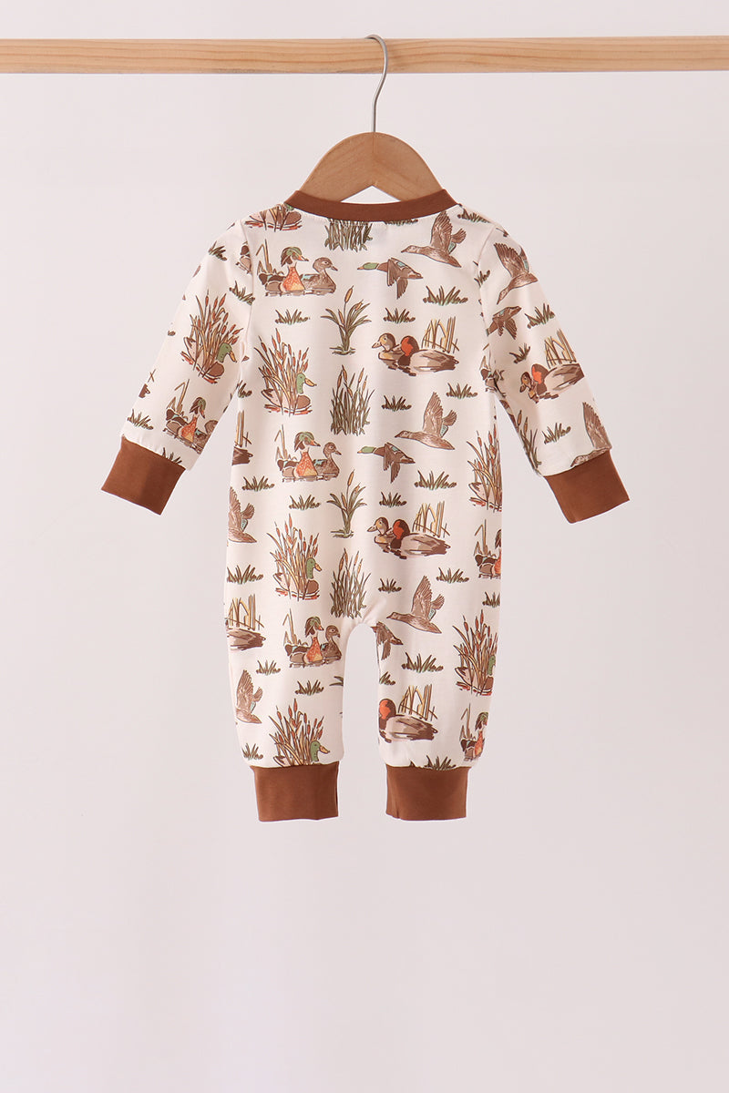 Duck Embroidery Ruffle Romper