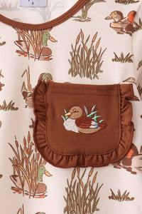 Duck Embroidery Ruffle Pants Set