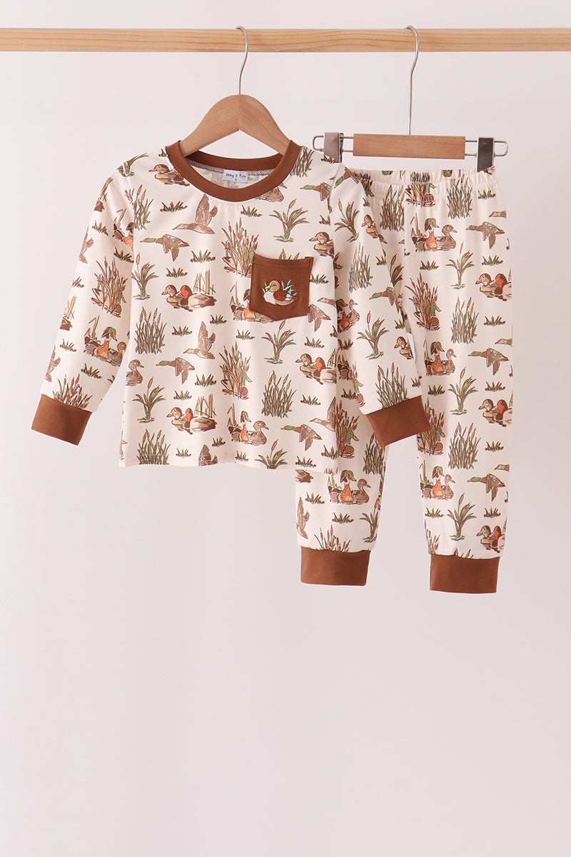 Duck Embroidery Pants Set