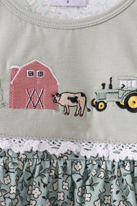 Farm Floral Embroidery Ruffle Pants Set