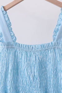 Blue smocked ruffle tiered dress