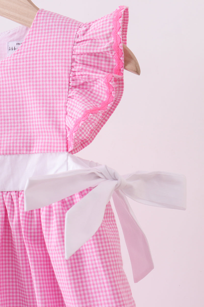 Pink gingham ruffle dress