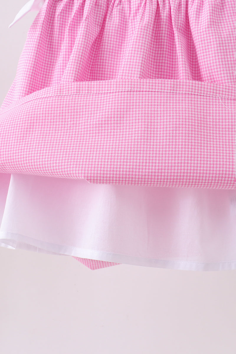 Pink gingham ruffle dress