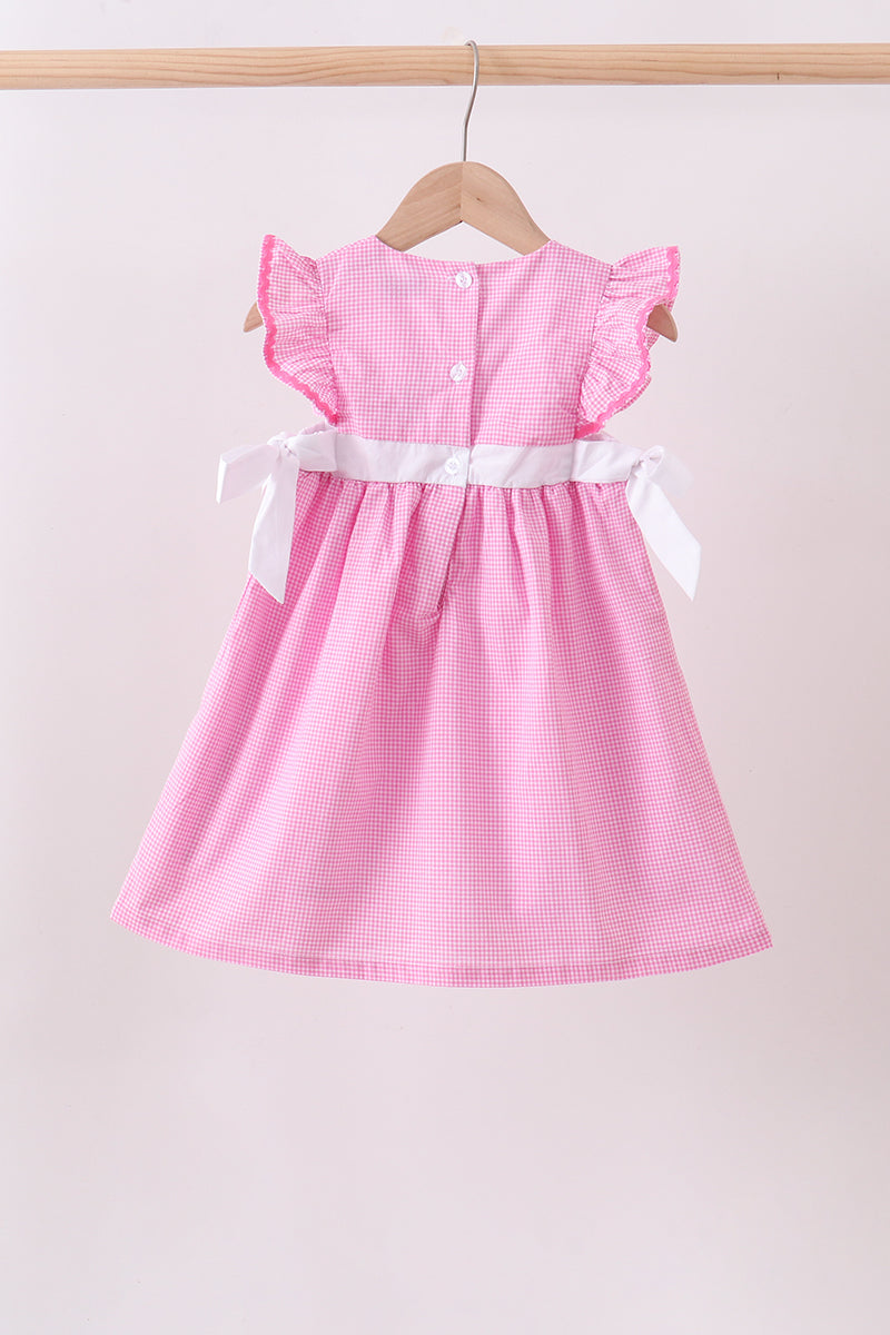 Pink gingham ruffle dress