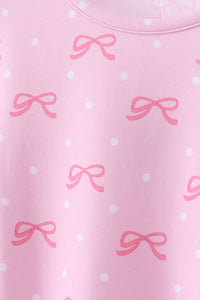 Pink bow print pants set