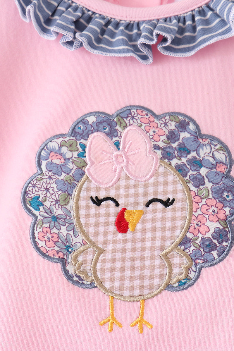 Turkey applique ruffle pants set