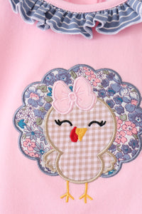 Turkey applique ruffle pants set