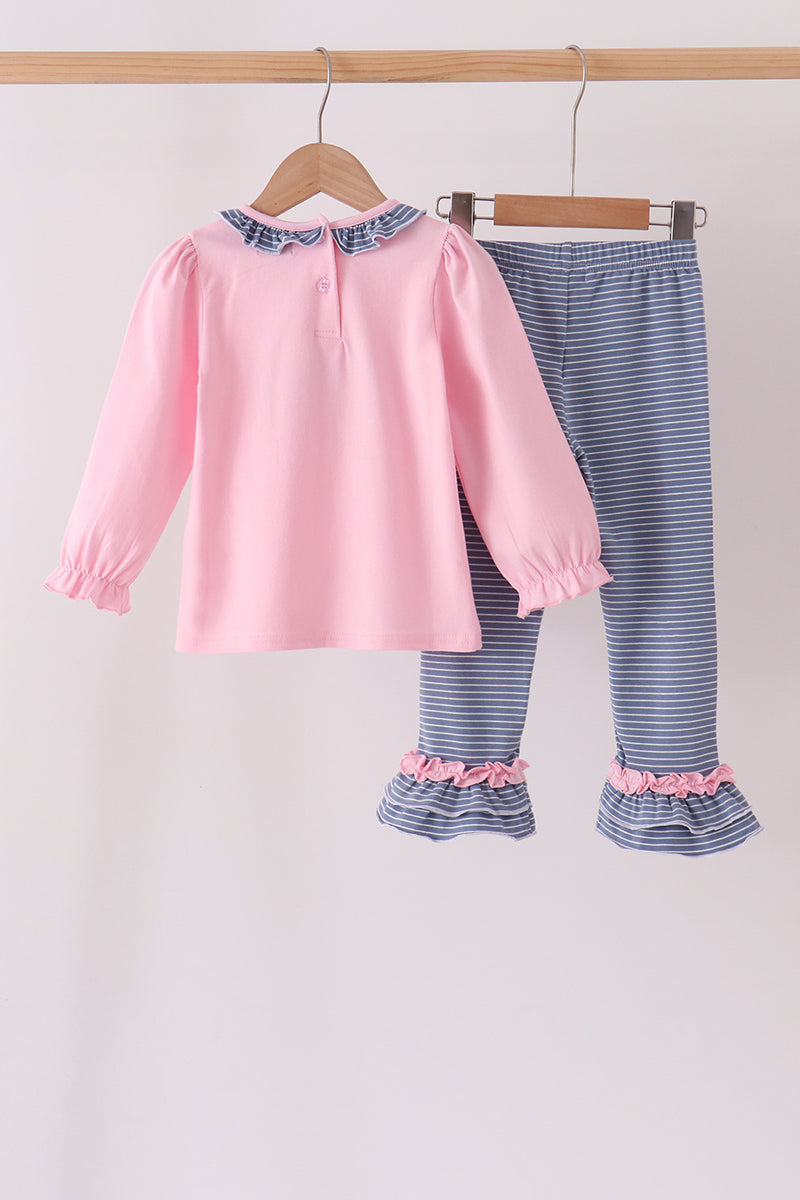 Turkey applique ruffle pants set