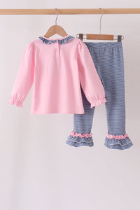 Turkey applique ruffle pants set
