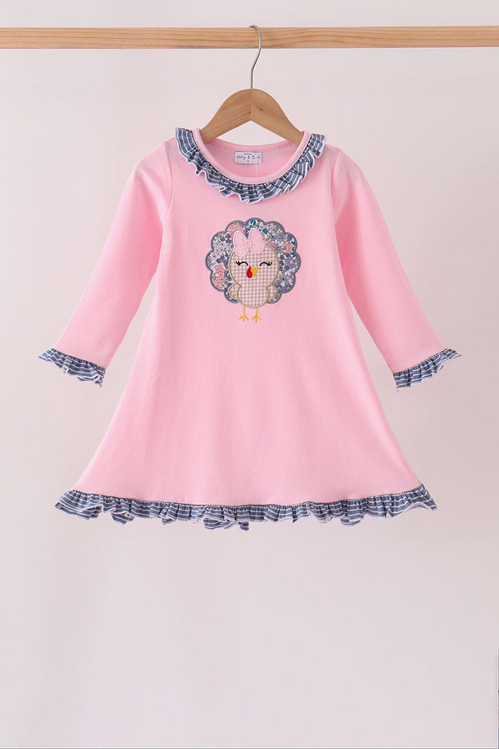 Turkey applique ruffle dress