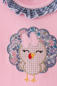 Turkey applique ruffle dress