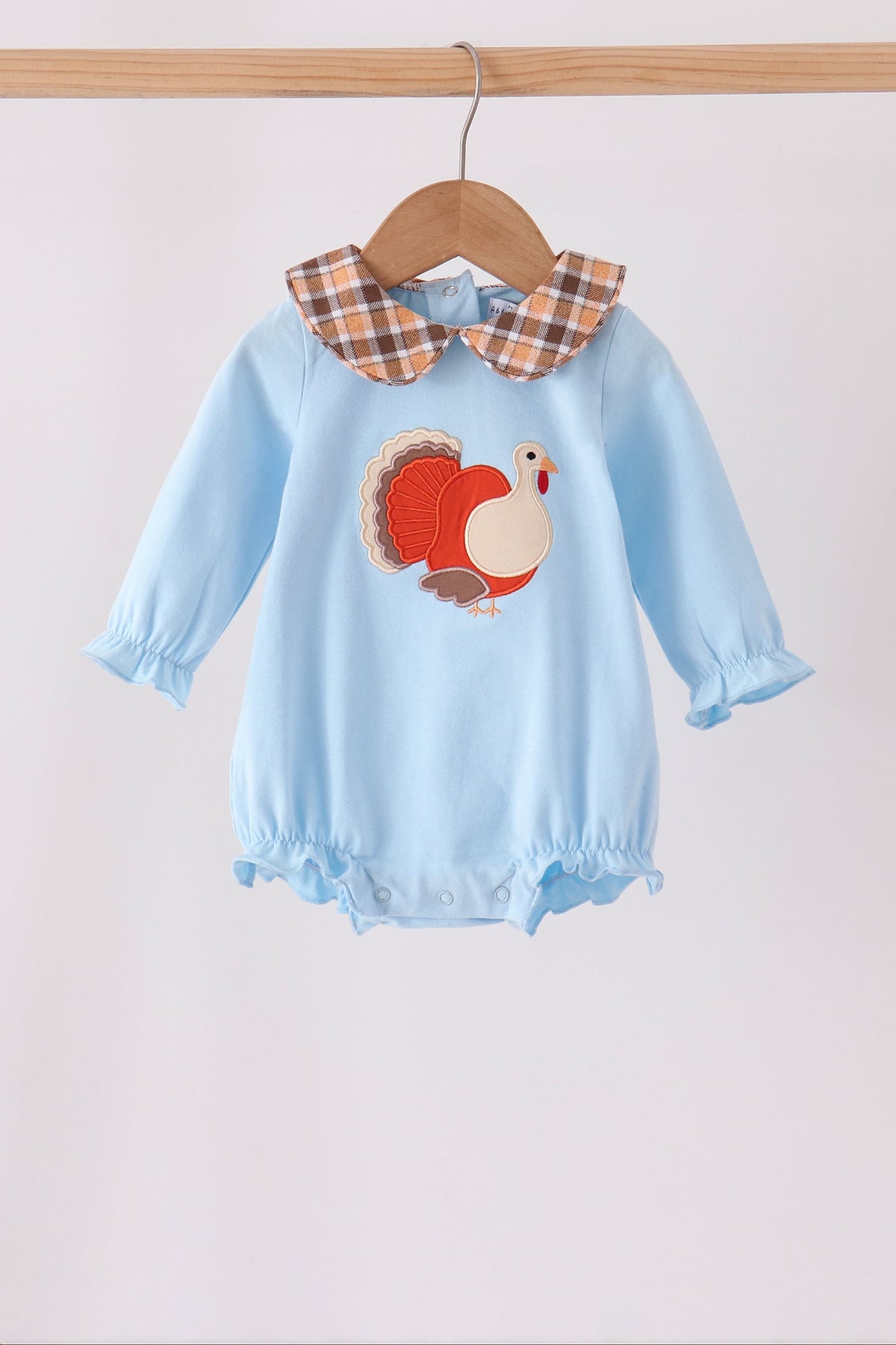 Turkey embroidery plaid ruffle bubble