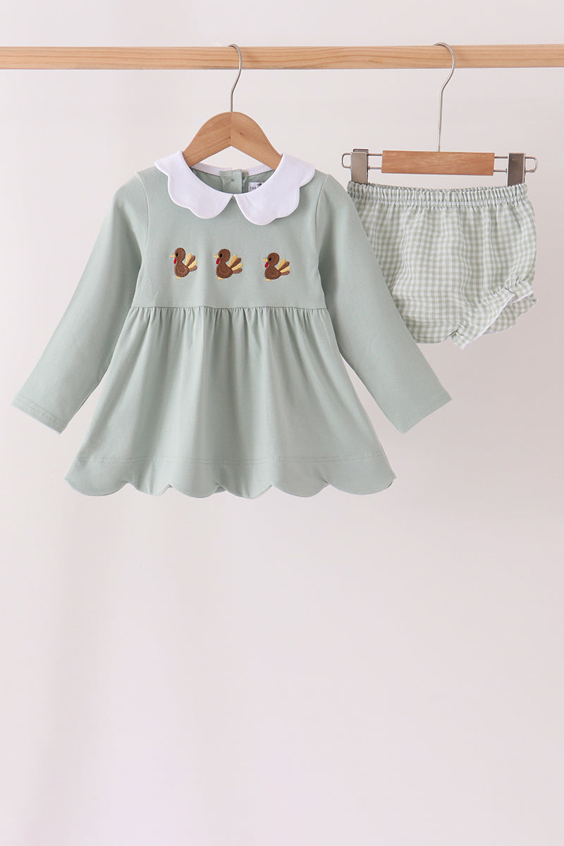 Turkey embroidery scalloped bloomer set
