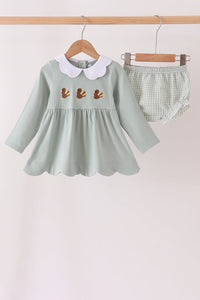 Turkey embroidery scalloped bloomer set