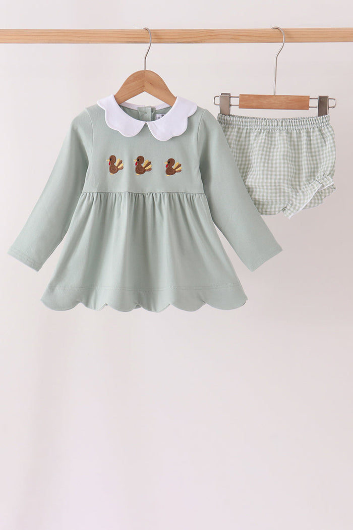 Turkey embroidery scalloped bloomer set