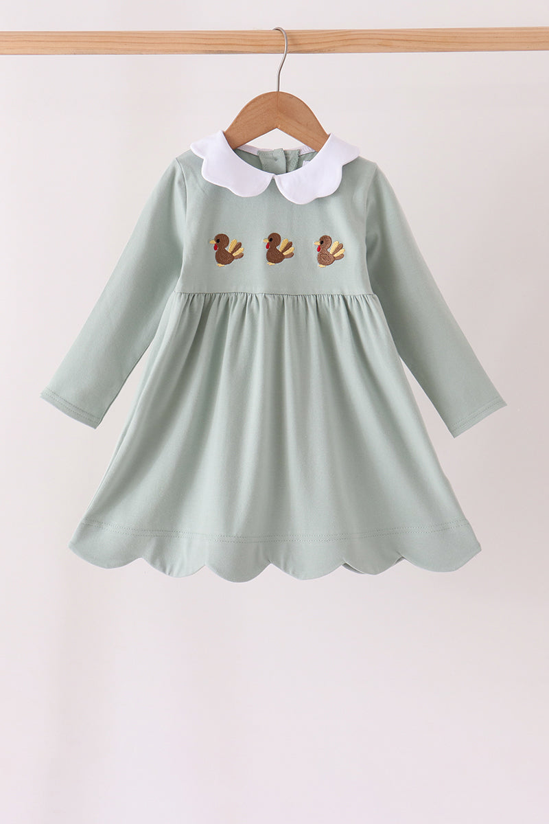 Turkey embroidery scalloped dress