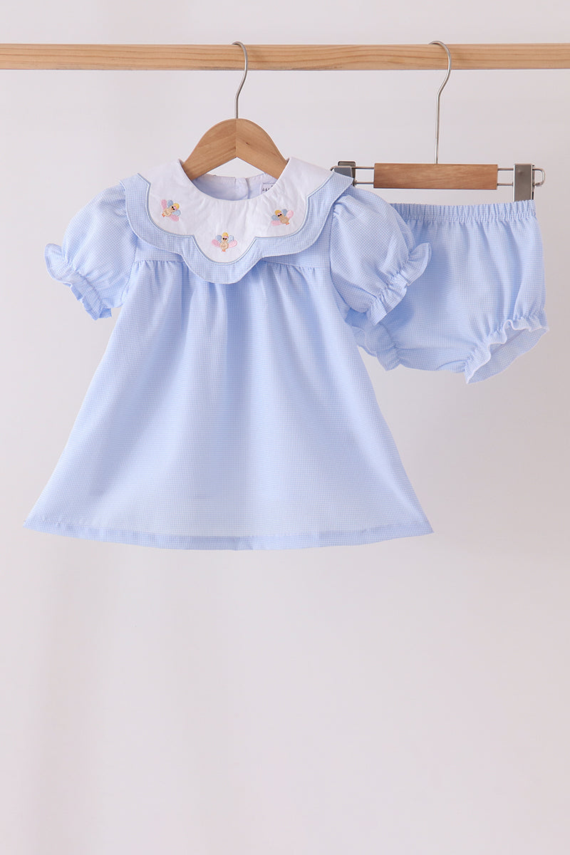Turkey embroidery checkered bloomer set