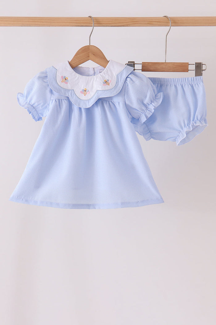 Turkey embroidery checkered bloomer set