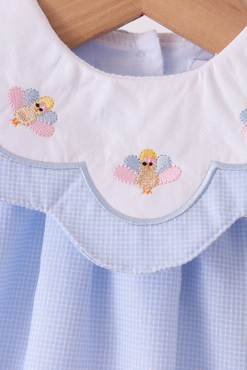 Turkey embroidery checkered ruffle bubble
