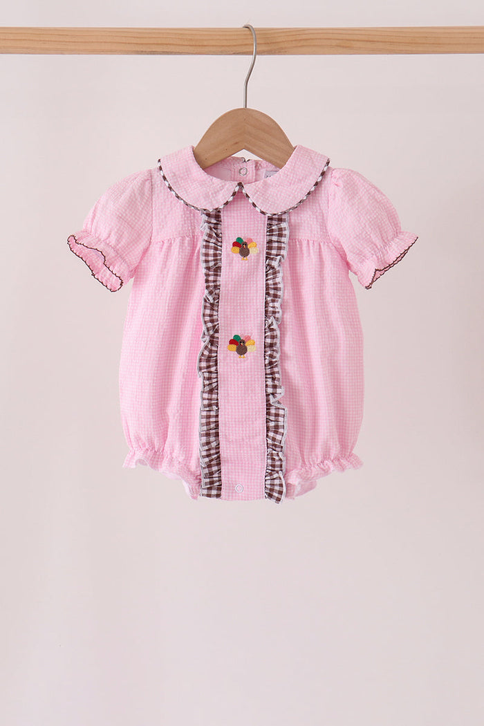 Turkey embroidery ruffle gingham bubble