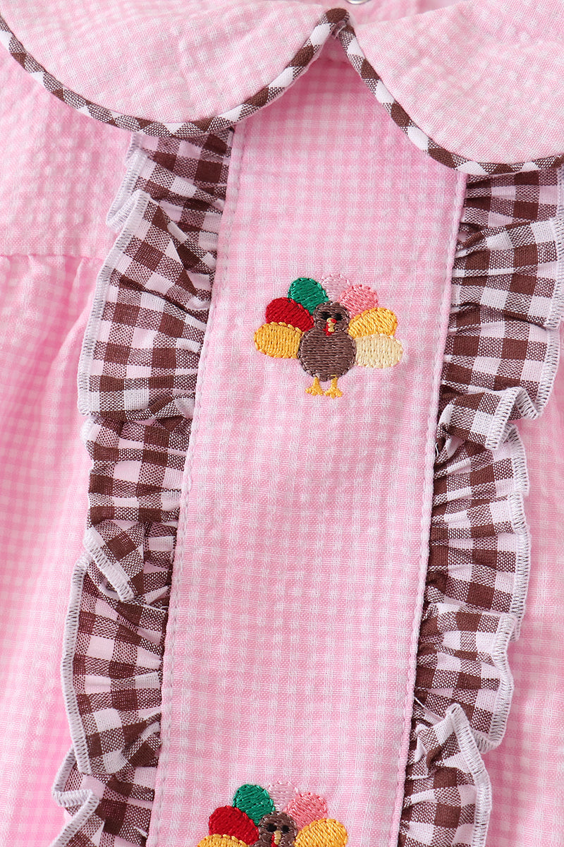 Turkey embroidery ruffle gingham bubble
