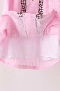 Turkey embroidery ruffle gingham dress