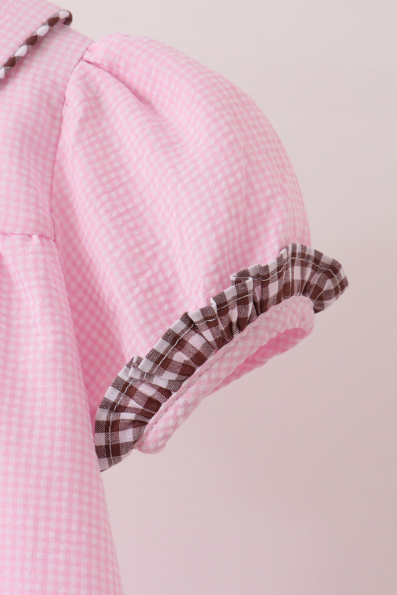 Turkey embroidery ruffle gingham dress