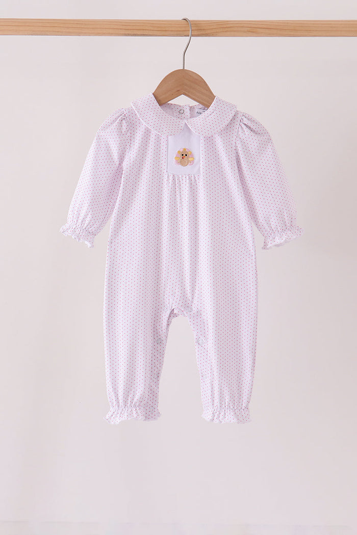 Turkey embroidery ruffle romper