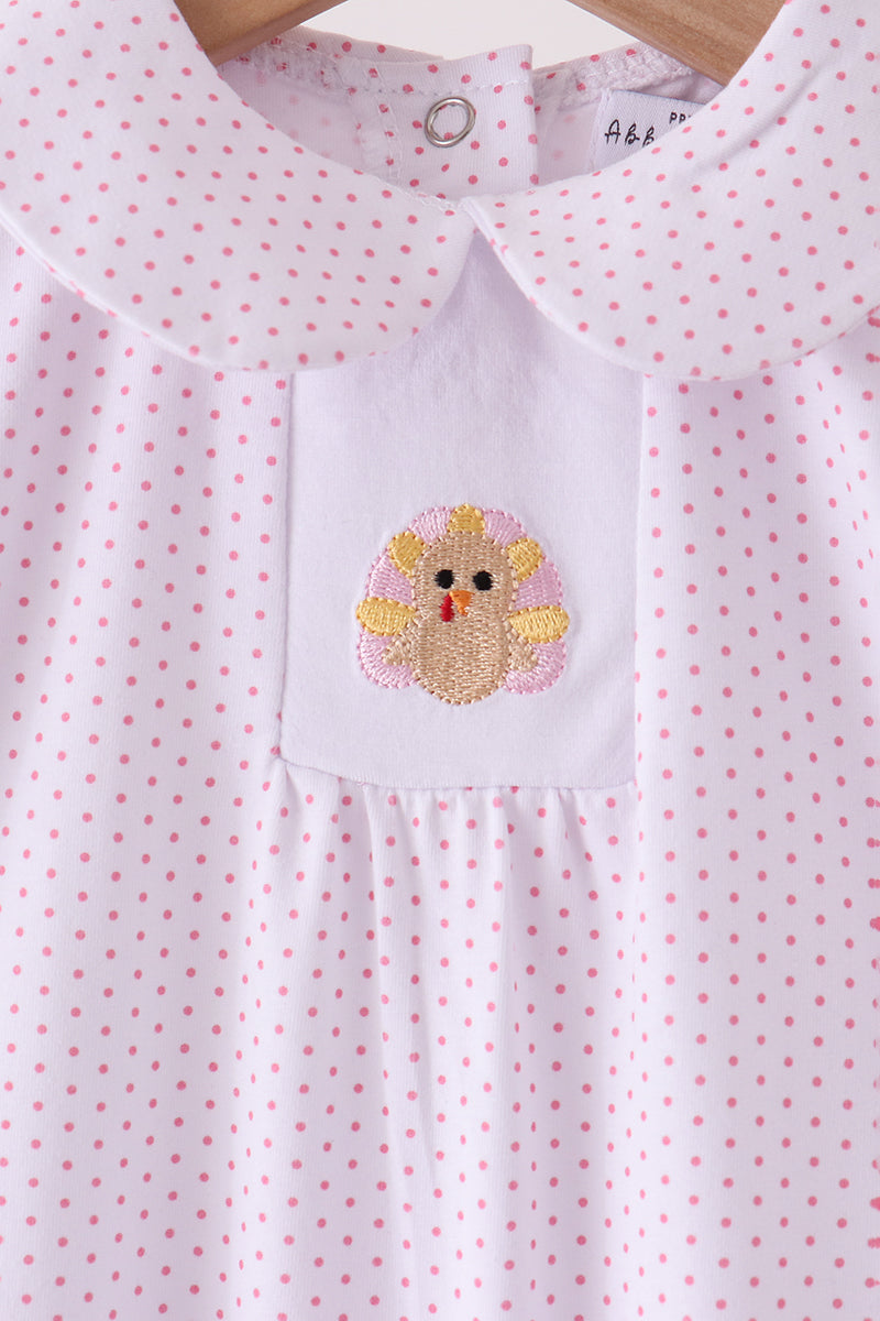 Turkey embroidery ruffle romper