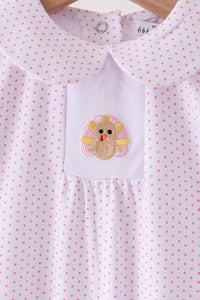 Turkey embroidery ruffle romper