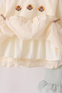 Turkey embroidery ruffle pants set