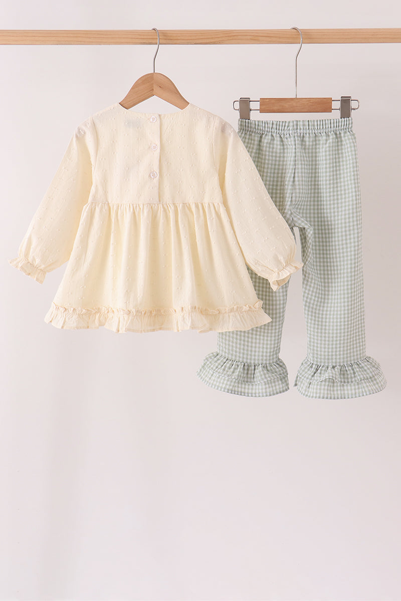 Turkey embroidery ruffle pants set