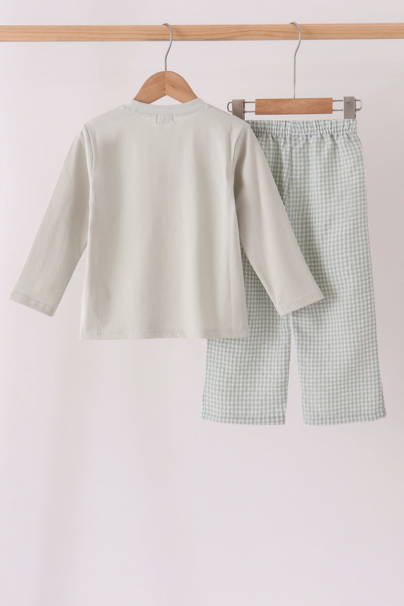 Turkey embroidery gingham pants set