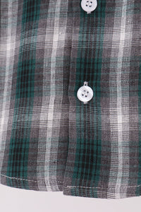 Green plaid button down shirt