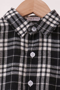 Black & white plaid button down shirt