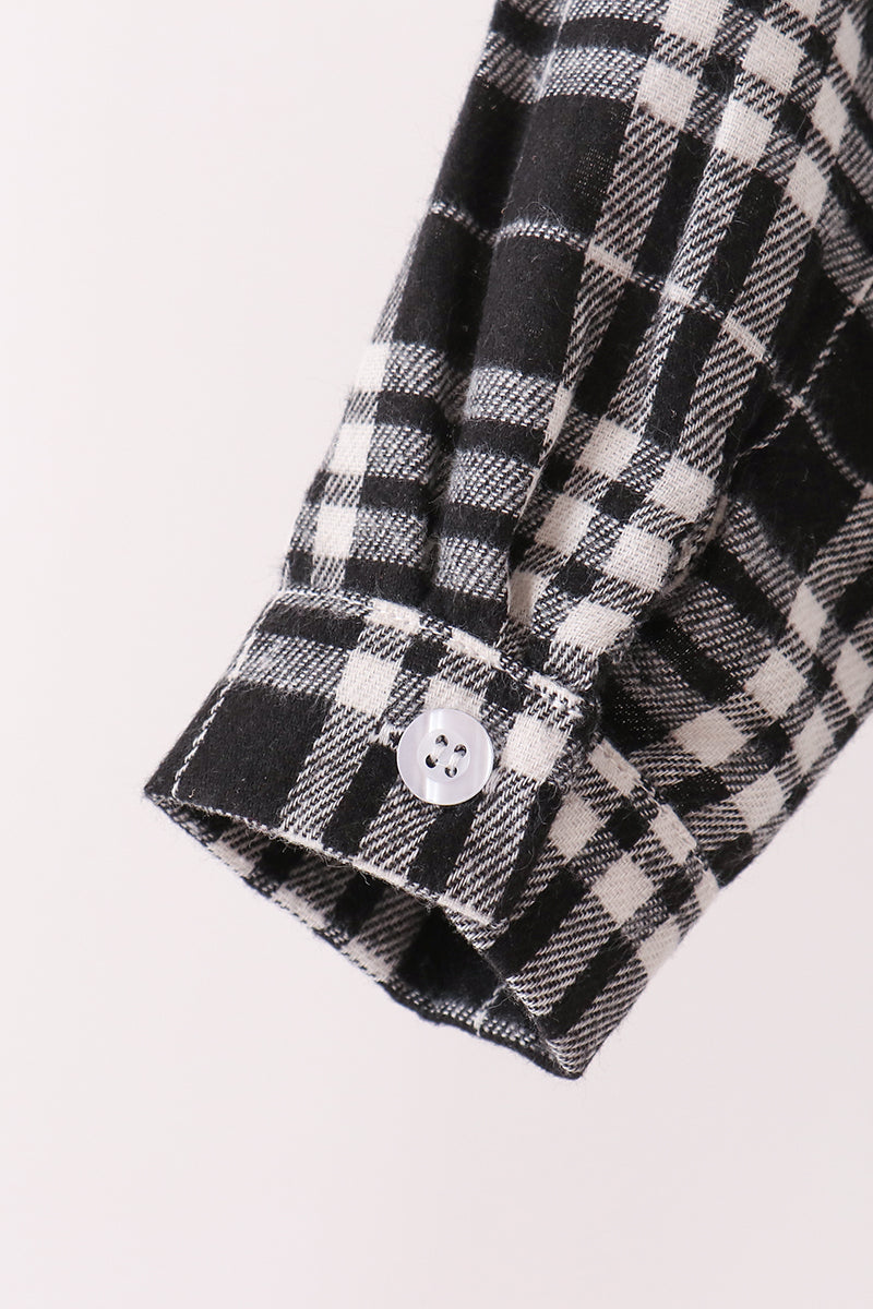 Black & white plaid button down shirt