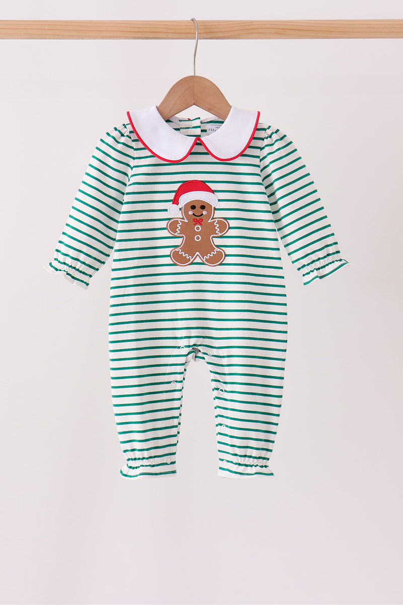 Gingerbread embroidery ruffle romper