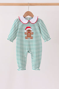 Gingerbread embroidery ruffle romper