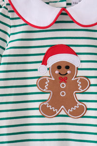 Gingerbread embroidery ruffle romper