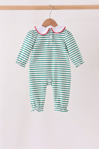 Gingerbread embroidery ruffle romper