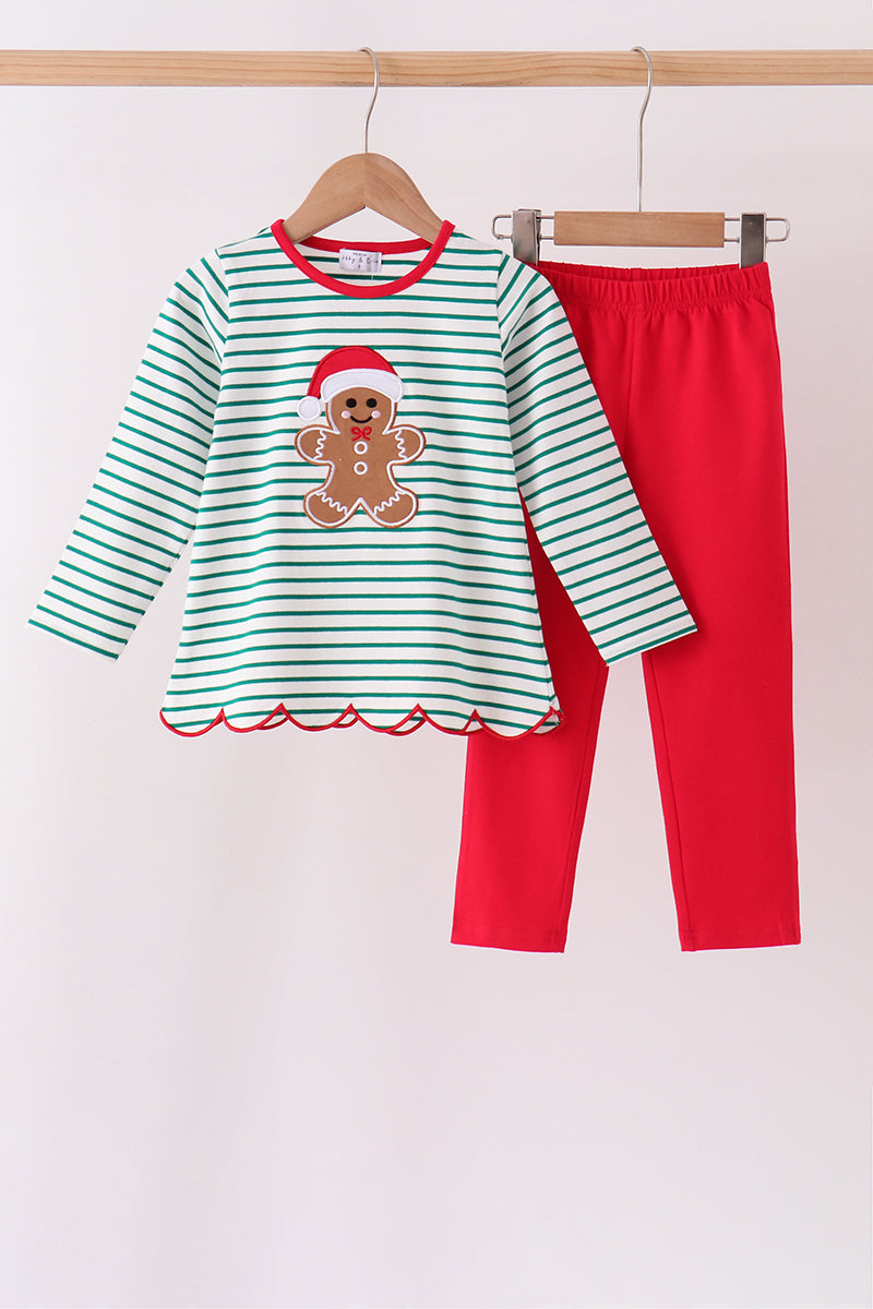 Gingerbread embroidery scalloped pants set