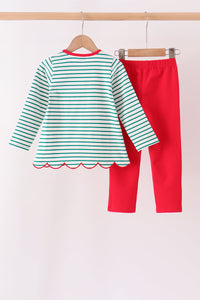 Gingerbread embroidery scalloped pants set