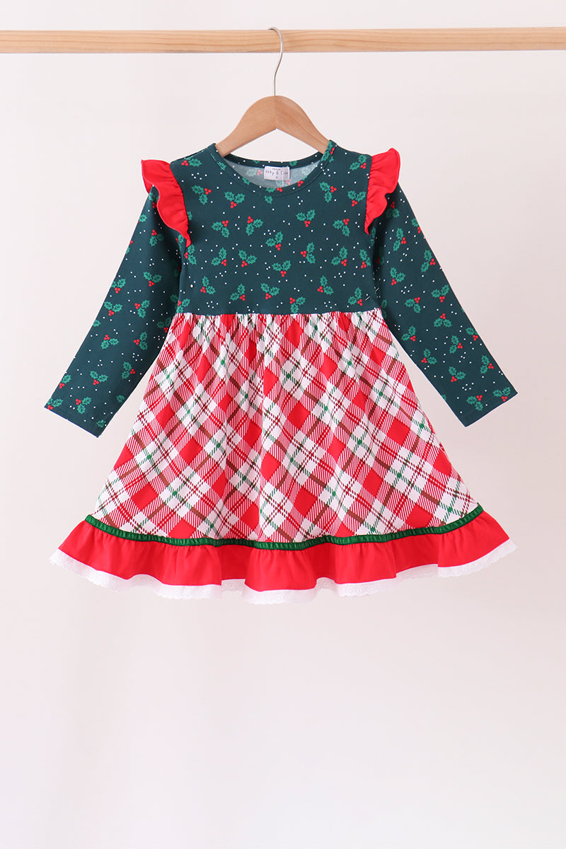 Holly plaid ruffle dress