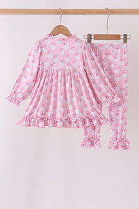 Santa claus bamboo ruffle pants set