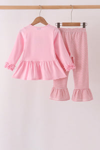Santa embroidery ruffle pants set