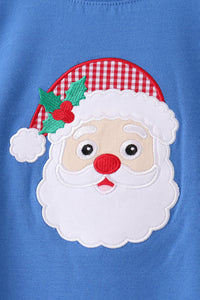 Santa embroidery gingham pants set